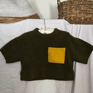 Zara Dark Green Sweater with Mustard Pocket